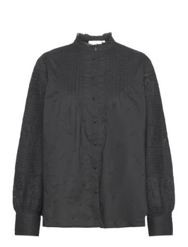 Fionna Blouse Tops Blouses Long-sleeved Black Fabienne Chapot