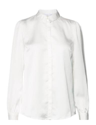 Viellette Satin L/S Shirt - Noos Tops Shirts Long-sleeved White Vila