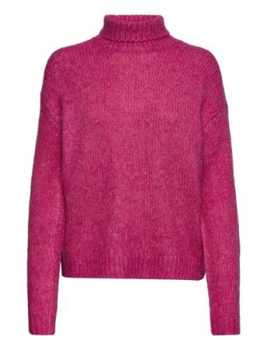 Kasarla Roll Neck Pullover Tops Knitwear Turtleneck Pink Kaffe