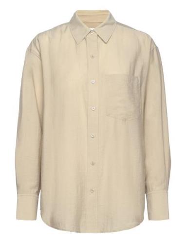 Relaxed Sheer Tencel Shirt Tops Shirts Long-sleeved Cream Calvin Klein