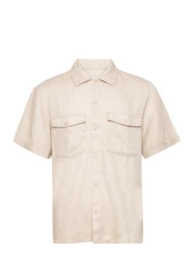 Onskari Ss Shirt Visc Lin 0075 Cs Tops Shirts Short-sleeved Cream ONLY...
