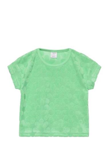Top Ss Terry Flowers Tops T-shirts Short-sleeved Green Lindex