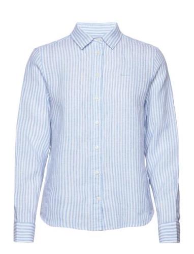 Reg Linen Stripe Shirt Tops Shirts Long-sleeved Blue GANT