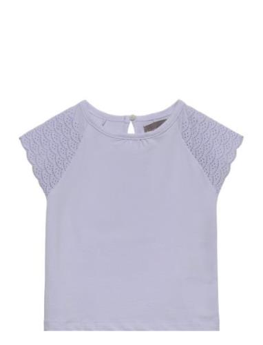 Top Lace Tops T-shirts Short-sleeved Purple Creamie
