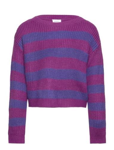 Nkfriony Ls Boxy Short Knit Pb Tops Knitwear Pullovers Purple Name It