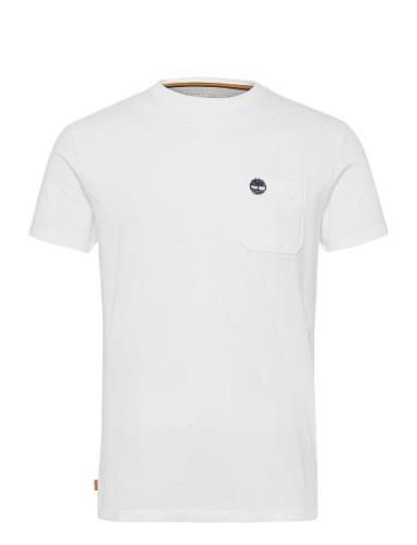 Chest Pocket Short Sleeve Tee Tops T-shirts Short-sleeved White Timber...