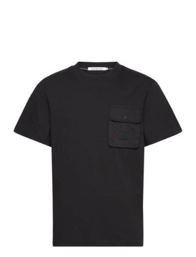 Mix Media Pocket Tee Tops T-shirts Short-sleeved Black Calvin Klein Je...