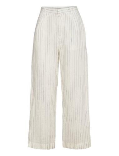 Denise Linen Trousers Bottoms Trousers Wide Leg Cream Gina Tricot