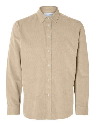 Slhregowen-Cord Shirt Ls Noos Tops Shirts Casual Cream Selected Homme