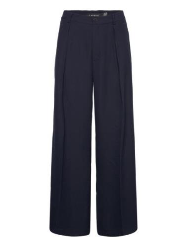 Double-Faced Georgette Wide-Leg Pant Bottoms Trousers Wide Leg Navy La...