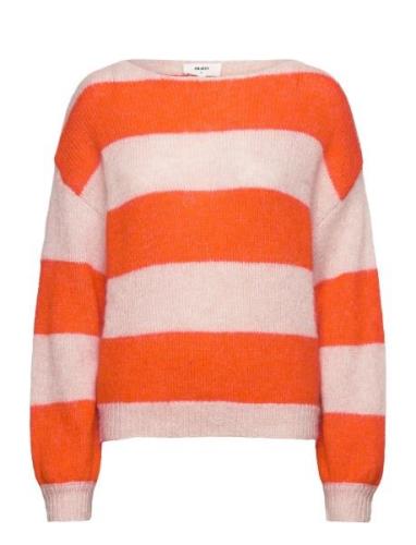 Objsoya L/S Knit Pullover 128 Tops Knitwear Jumpers Orange Object