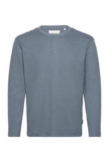 Structured L Tops T-shirts Long-sleeved Blue Tom Tailor