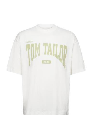 Over D Pr Tops T-shirts Short-sleeved White Tom Tailor