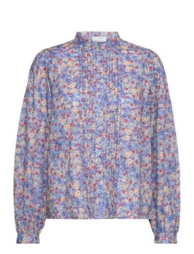 Blouse Claire With Print Tops Blouses Long-sleeved Blue Lindex