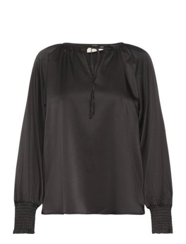 Fqbliss-Blouse Tops Blouses Long-sleeved Black FREE/QUENT