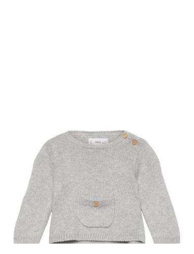 Knit Cotton Sweater Tops Knitwear Pullovers Grey Mango