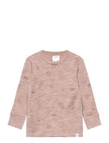 Top Baby Merino Wool Tops T-shirts Long-sleeved T-shirts Pink Lindex
