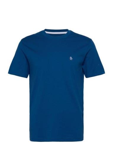 Cont Pin Point Embro Tops T-shirts Short-sleeved Blue Original Penguin