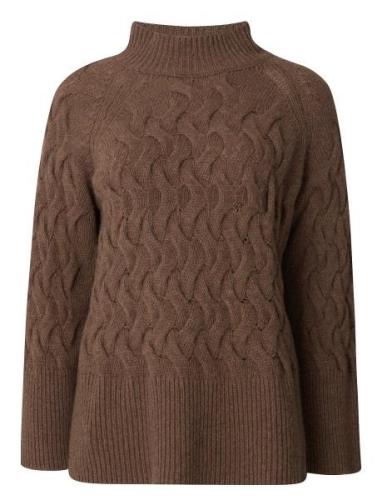Elisabeth Recycled Wool Mock Neck Sweater Tops Knitwear Jumpers Brown ...