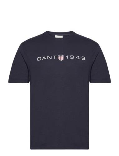 Printed Graphic Ss T-Shirt Tops T-shirts Short-sleeved Navy GANT