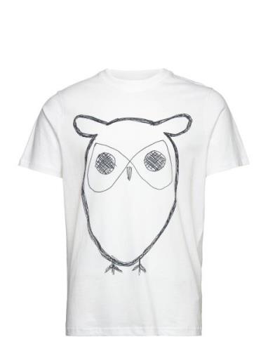 Alder Big Owl Tee - Gots/Vegan Tops T-shirts Short-sleeved White Knowl...
