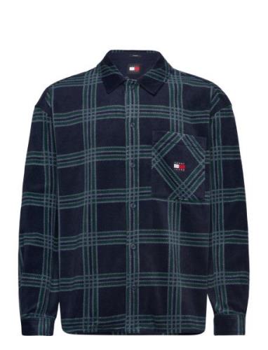 Tjm Check Polar Fleece Overshirt Tops Overshirts Navy Tommy Jeans