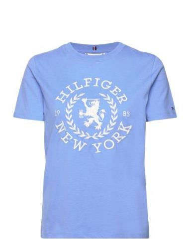 Reg Crest C-Nk Tee Ss Tops T-shirts & Tops Short-sleeved Blue Tommy Hi...