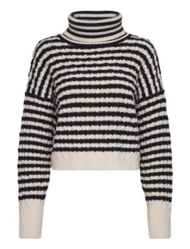 D6Veneto Stripe Turtle Sweater Tops Knitwear Turtleneck Cream Dante6