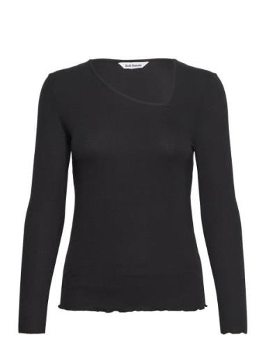 Srfenja Asymmetrical Top Tops T-shirts & Tops Long-sleeved Black Soft ...