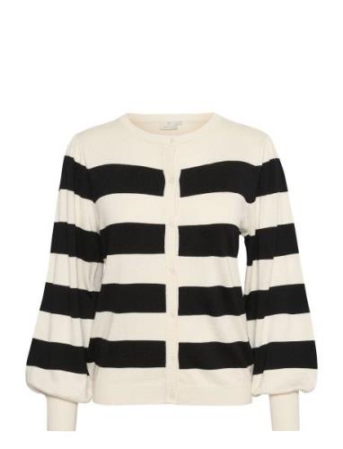 Kamala Striped Cardigan Tops Knitwear Cardigans Black Kaffe