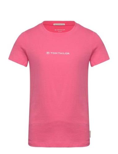 Printed Logo T-Shirt Tops T-shirts Short-sleeved Pink Tom Tailor