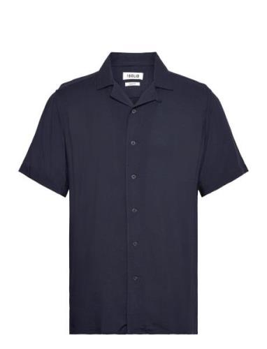 Sdfaye Tops Shirts Short-sleeved Blue Solid