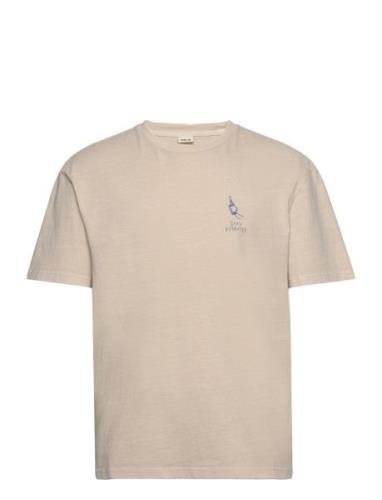 Sdismail Tee Tops T-shirts Short-sleeved Beige Solid