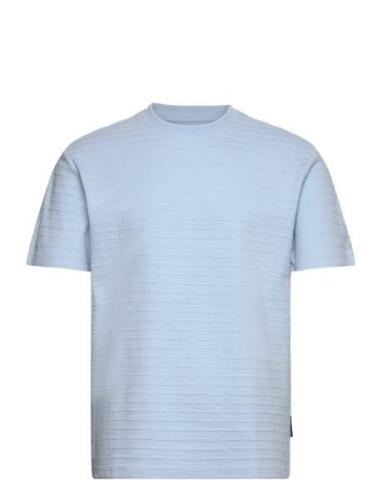 Relaxed Structured T-Shirt Tops T-shirts Short-sleeved Blue Tom Tailor