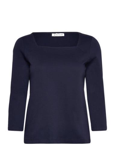 T-Shirt Carré Neck Tops T-shirts & Tops Long-sleeved Navy Tom Tailor
