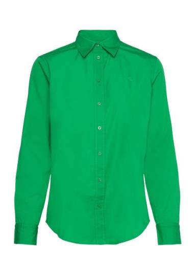 Featherweight Cotton Shirt Tops Shirts Long-sleeved Green Lauren Ralph...