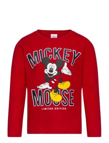 Tshirt Tops T-shirts Long-sleeved T-shirts Red Mickey Mouse