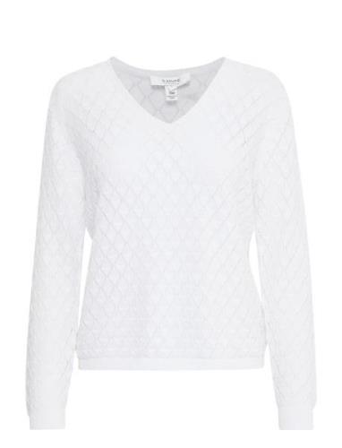 Bynaski Vneck 2 - Tops Knitwear Jumpers White B.young