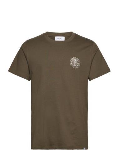Globe T-Shirt Tops T-shirts Short-sleeved Khaki Green Les Deux