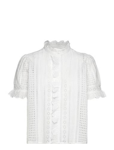 Cotton Eyelet Top Tops Blouses Short-sleeved White Polo Ralph Lauren