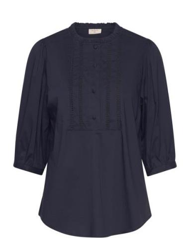 Fqboya-Blouse Tops Blouses Short-sleeved Navy FREE/QUENT
