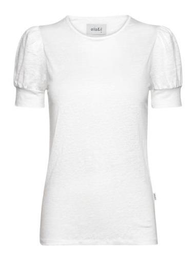 Madeleine Linen Tee Tops T-shirts & Tops Short-sleeved White Ella&il