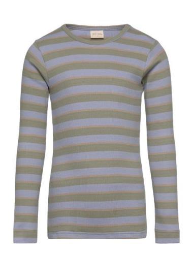 T-Shirt L/S Modal Double Striped Tops T-shirts Long-sleeved T-shirts M...
