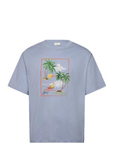 Hawaii Printed Graphic Ss T-Shirt Tops T-shirts Short-sleeved Blue GAN...