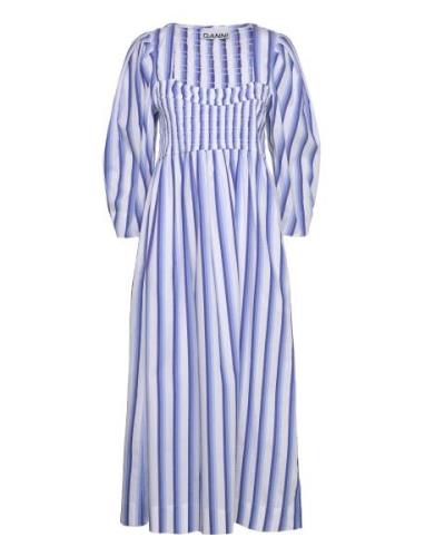 Stripe Cotton Designers Knee-length & Midi Blue Ganni