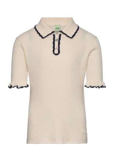 Rib Polo Tops T-shirts Short-sleeved Cream FUB