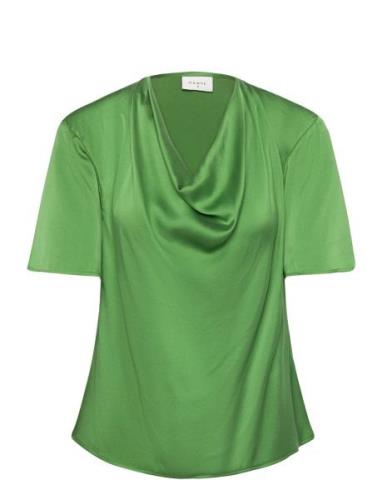 D6Keswick Silk Drapey Top Tops T-shirts & Tops Short-sleeved Green Dan...