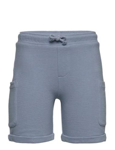 Textured Cotton-Blend Bermuda Shorts Bottoms Shorts Blue Mango