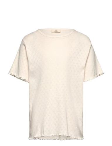Pointelle Heart T-Shirt Tops T-shirts Short-sleeved Cream Copenhagen C...