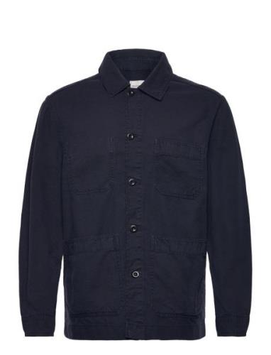 Gmnt Dyed Cotton Linen Overshirt Tops Overshirts Navy GANT